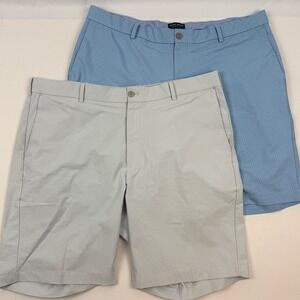 Lot of 2 Peter Millar Crown Crafted Men 38 Shorts Grey Blue MS23XB10 Performance